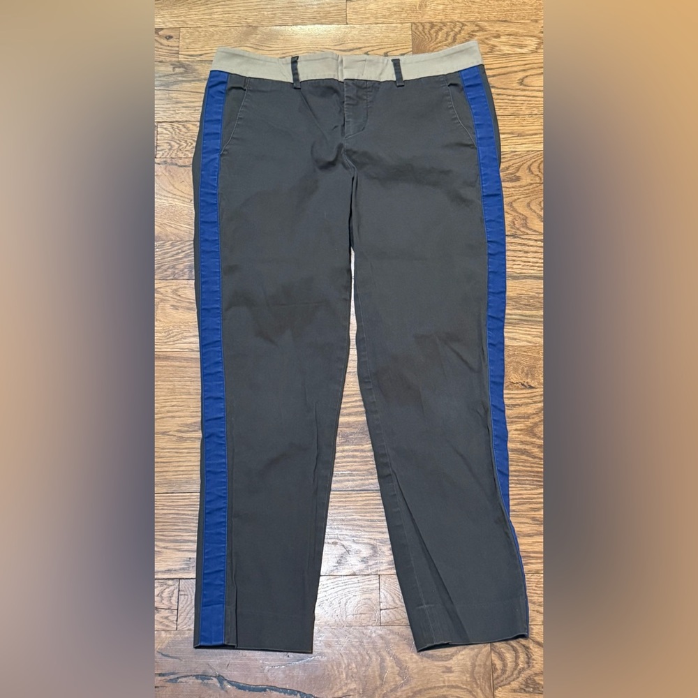 Vince. Slim Straight Leg Ankle Pants with Contrast Tuxedo Stripes. Size 6.